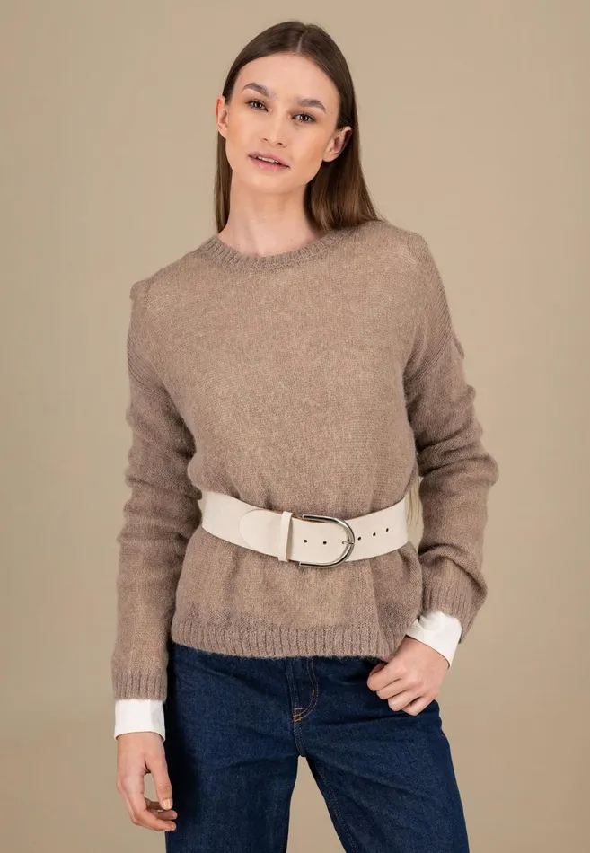FYNCHHATTON Knitting Sweater With A Round Neckline Neon Papayablue Purplesummer Taupemilk Women Sweater