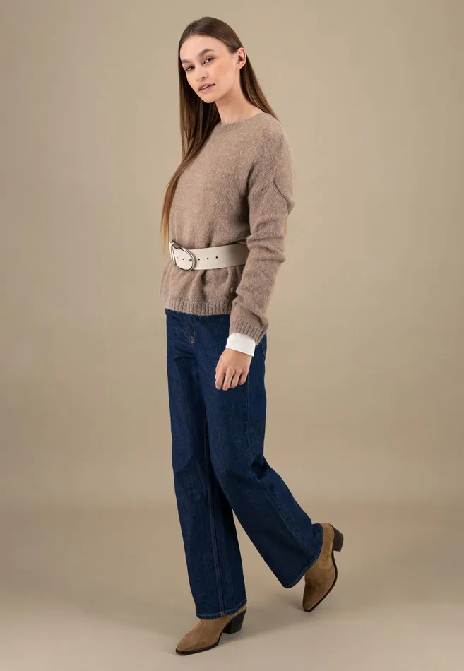 FYNCHHATTON Knitting Sweater With A Round Neckline Neon Papayablue Purplesummer Taupemilk Women Sweater