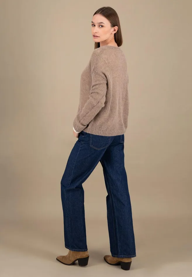 FYNCHHATTON Knitting Sweater With A Round Neckline Neon Papayablue Purplesummer Taupemilk Women Sweater