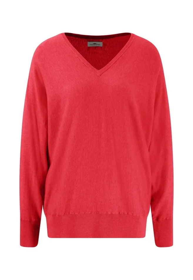 FYNCHHATTON Knitting Sweater With A Vneck And Silk Content Sandsummer Redlight Blue Women Sweater