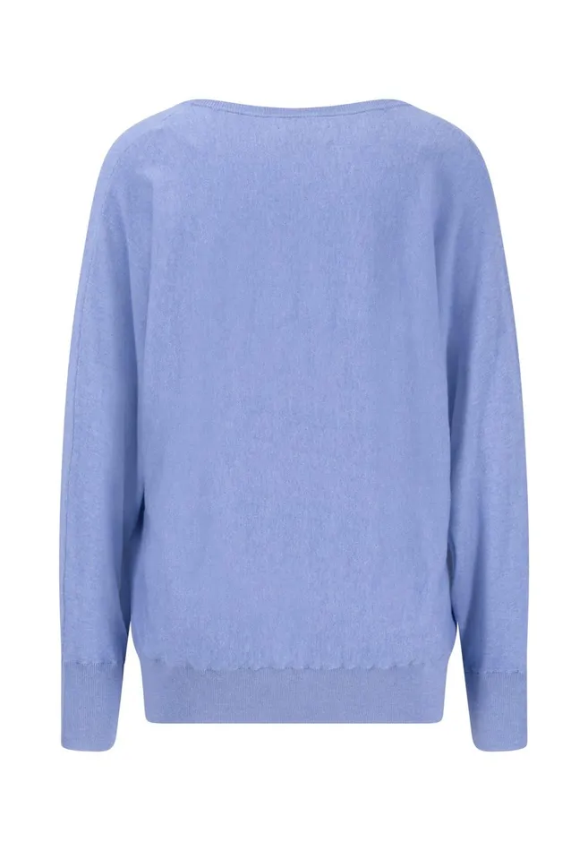 FYNCHHATTON Knitting Sweater With A Vneck And Silk Content Sandsummer Redlight Blue Women Sweater
