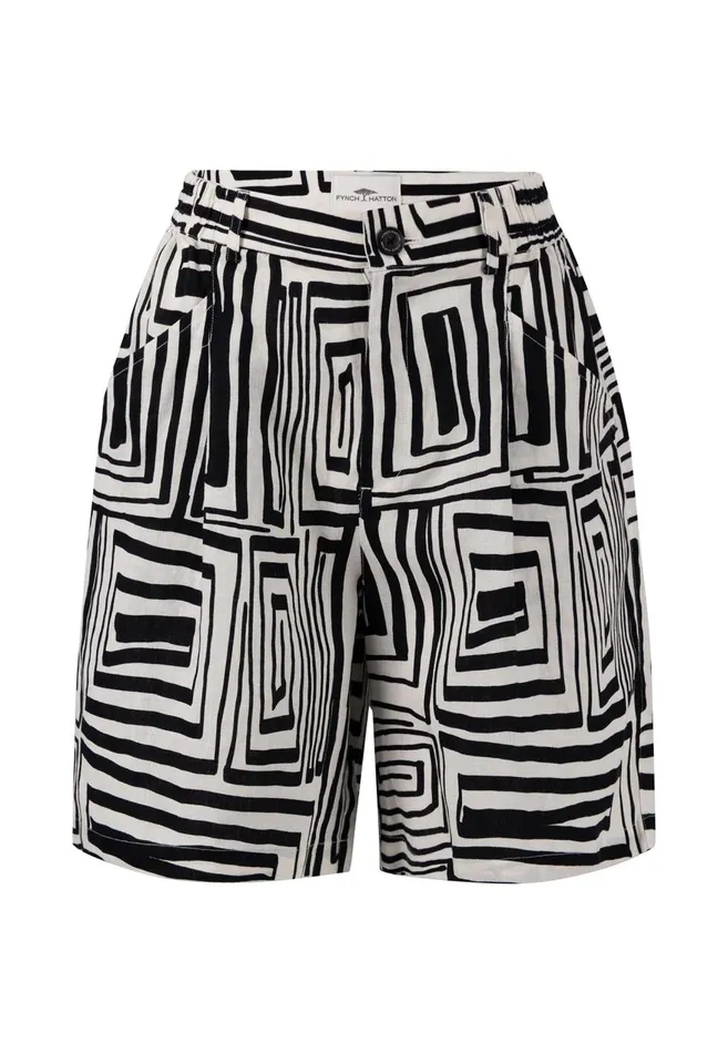 FYNCHHATTON Linen Shorts With Graphics Pattern Black Women Sale FYNCHHATTON Linen Shorts With Graphics Pattern Black Women Sale