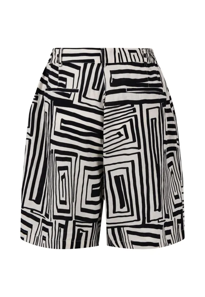 FYNCHHATTON Linen Shorts With Graphics Pattern Black Women Sale FYNCHHATTON Linen Shorts With Graphics Pattern Black Women Sale