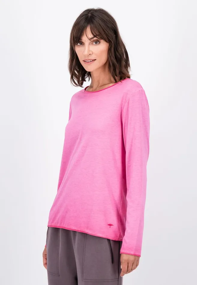 FYNCHHATTON Long sleeved Shirt With A Round Neckline Elegant Pinkfaded Lavendertaupemodern Plum Women Tshirts FYNCHHATTON Long sleeved Shirt With A Round Neckline Elegant Pinkfaded Lavendertaupemodern Plum Women Tshirts