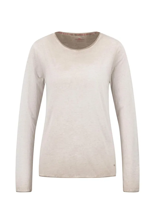 FYNCHHATTON Long sleeved Shirt With A Round Neckline Elegant Pinkfaded Lavendertaupemodern Plum Women Tshirts