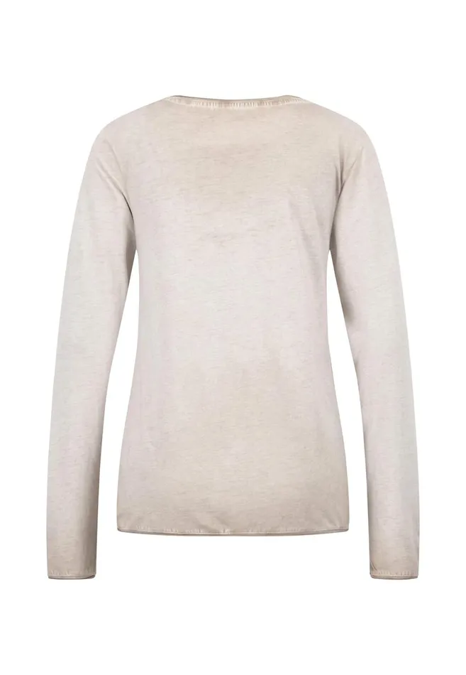 FYNCHHATTON Long sleeved Shirt With A Round Neckline Elegant Pinkfaded Lavendertaupemodern Plum Women Tshirts