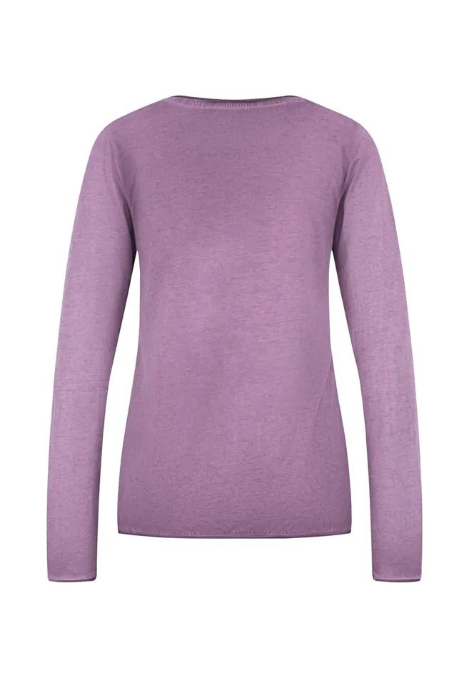 FYNCHHATTON Long sleeved Shirt With A Round Neckline Elegant Pinkfaded Lavendertaupemodern Plum Women Tshirts