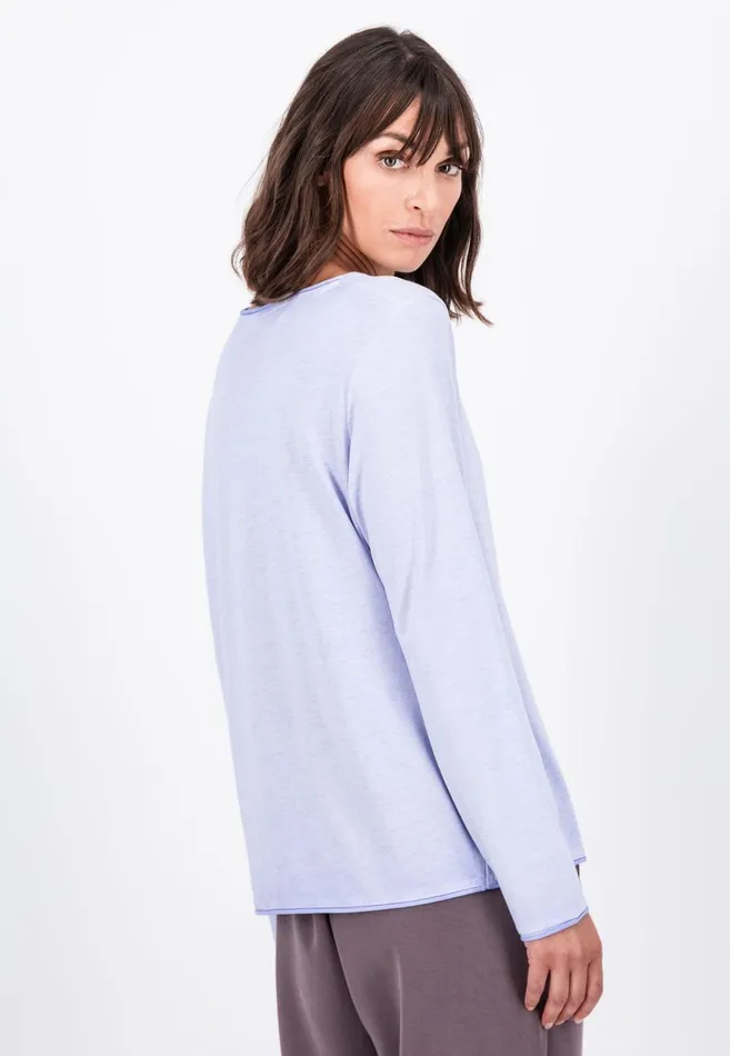 FYNCHHATTON Long sleeved Shirt With A Round Neckline Elegant Pinkfaded Lavendertaupemodern Plum Women Tshirts