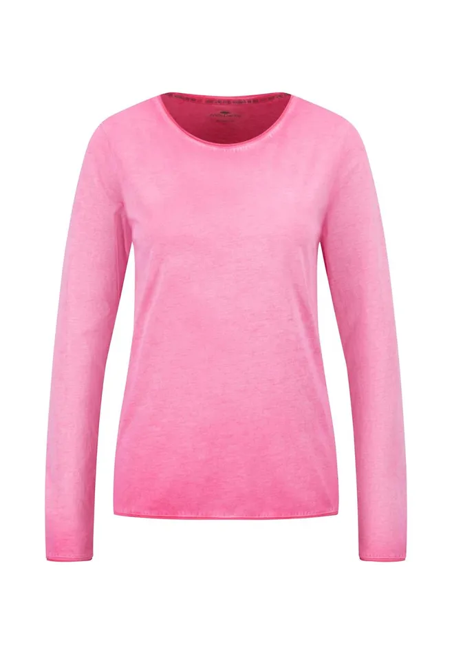 FYNCHHATTON Long sleeved Shirt With A Round Neckline Elegant Pinkfaded Lavendertaupemodern Plum Women Tshirts