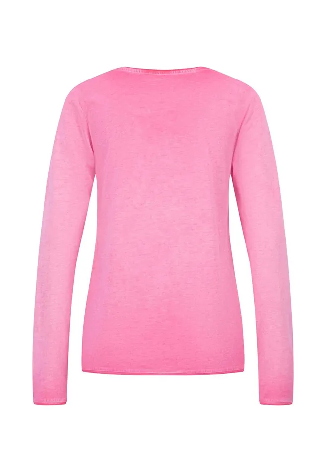 FYNCHHATTON Long sleeved Shirt With A Round Neckline Elegant Pinkfaded Lavendertaupemodern Plum Women Tshirts