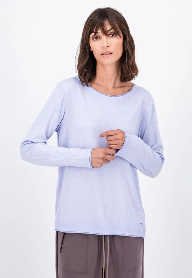 FYNCHHATTON Long sleeved Shirt With A Round Neckline Elegant Pinkfaded Lavendertaupemodern Plum Women Tshirts