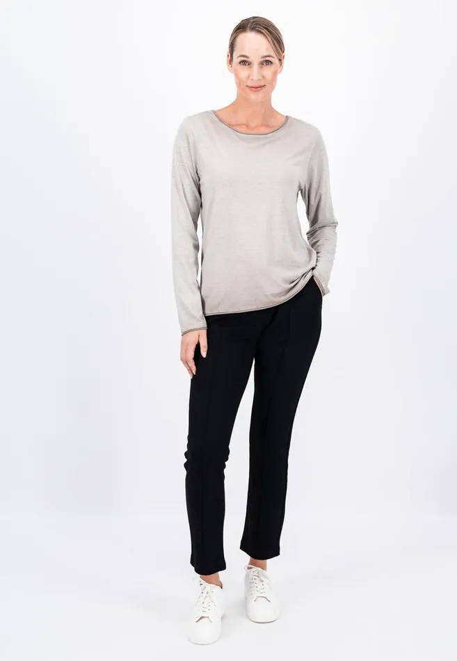 FYNCHHATTON Long sleeved Shirt With A Round Neckline Elegant Pinkfaded Lavendertaupemodern Plum Women Tshirts