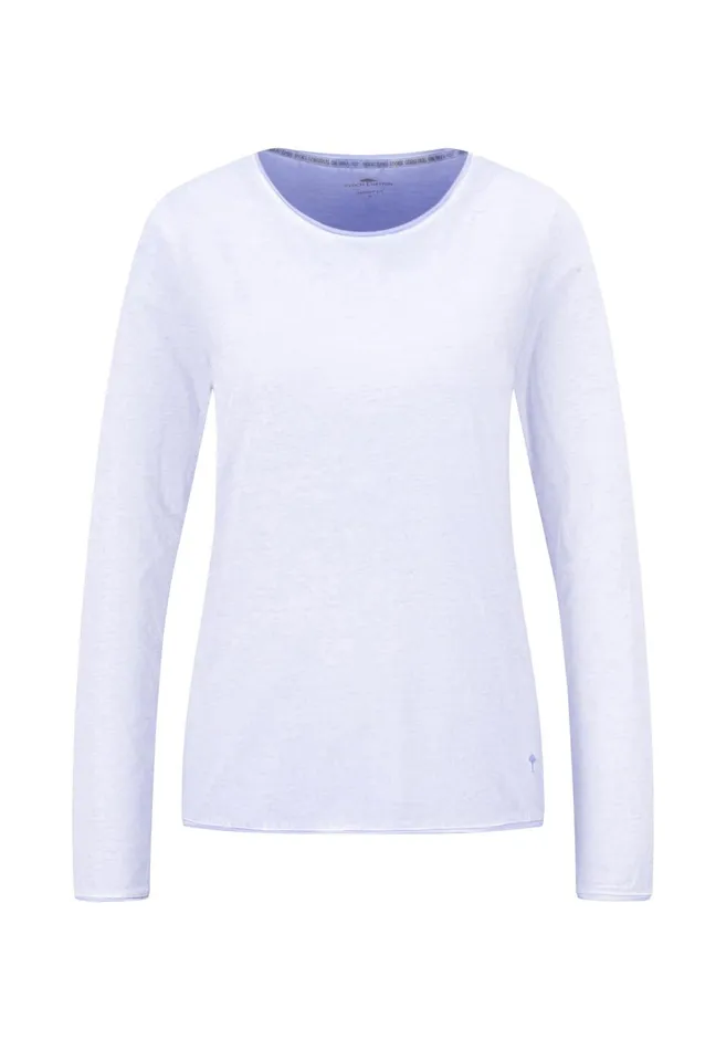 FYNCHHATTON Long sleeved Shirt With A Round Neckline Elegant Pinkfaded Lavendertaupemodern Plum Women Tshirts