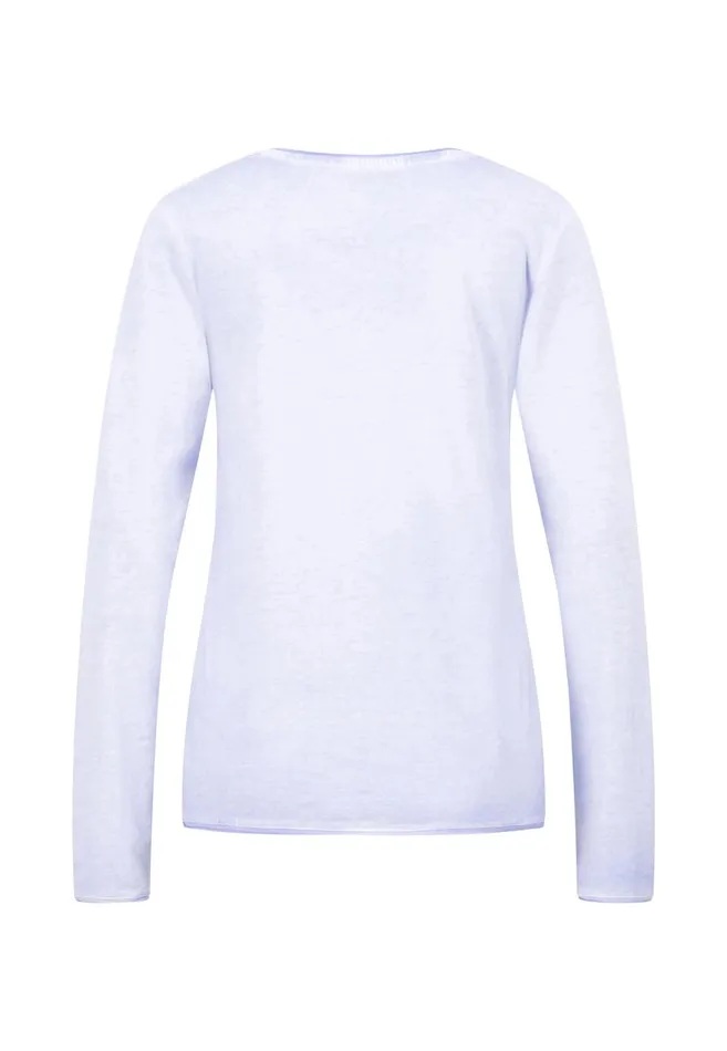 FYNCHHATTON Long sleeved Shirt With A Round Neckline Elegant Pinkfaded Lavendertaupemodern Plum Women Tshirts