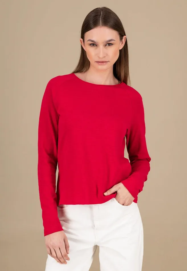 FYNCHHATTON Long sleeved Shirt With A Round Neckline Made Of Cotton Crimson Redblue Purplemilk Women Sweatshirts FYNCHHATTON Long sleeved Shirt With A Round Neckline Made Of Cotton Crimson Redblue Purplemilk Women Sweatshirts