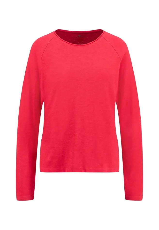 FYNCHHATTON Long sleeved Shirt With A Round Neckline Made Of Cotton Crimson Redblue Purplemilk Women Sweatshirts