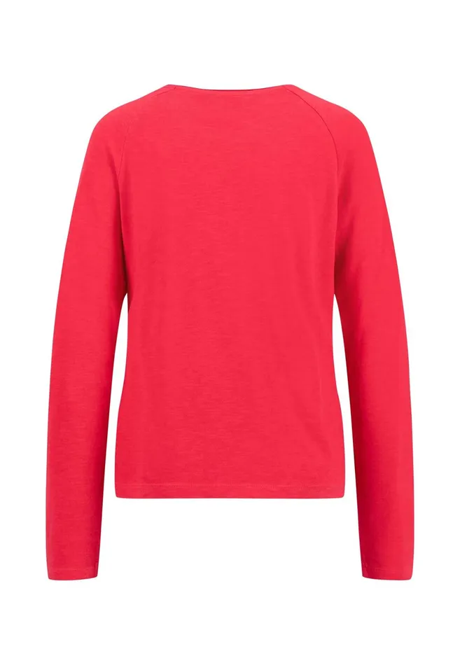 FYNCHHATTON Long sleeved Shirt With A Round Neckline Made Of Cotton Crimson Redblue Purplemilk Women Sweatshirts