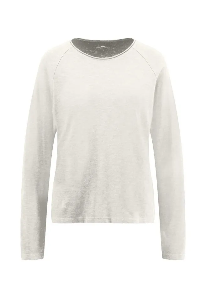 FYNCHHATTON Long sleeved Shirt With A Round Neckline Made Of Cotton Crimson Redblue Purplemilk Women Sweatshirts