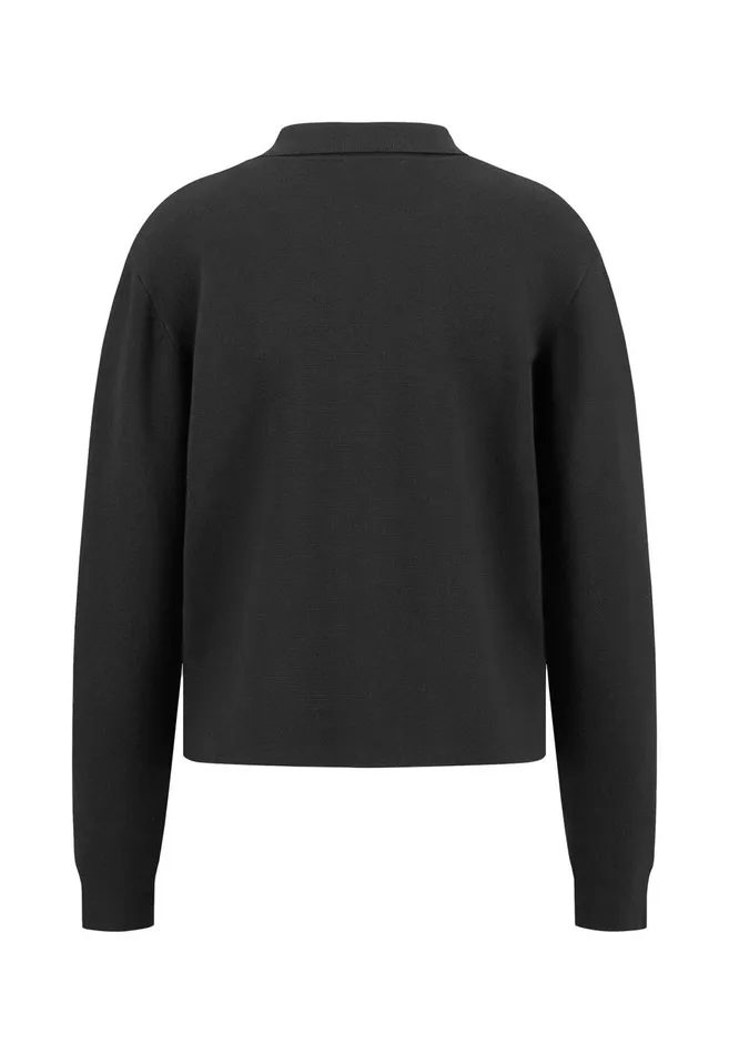 FYNCHHATTON Part Jacket With Buttons And Caps Collar Black Women Cardigan