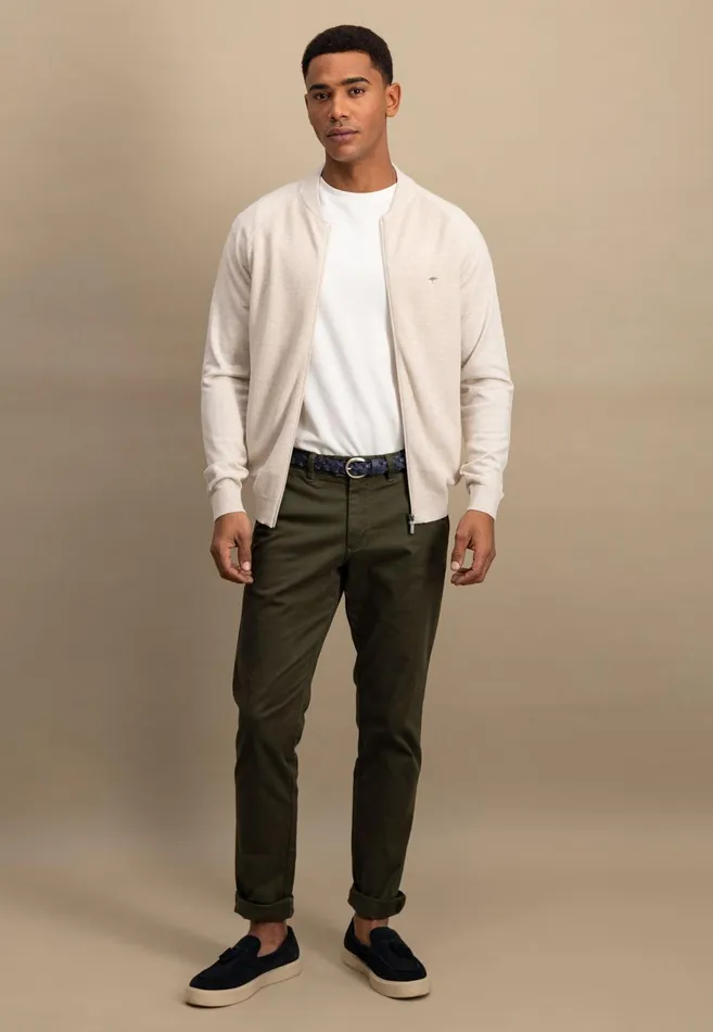FYNCHHATTON Parting Jacket CasualFit Made Of 100 Cotton New Offwhitesummer Breezenavy Men Cardigan