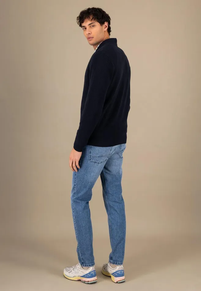 FYNCHHATTON Parting Jacket Made Of Cotton With A Stand up Collar Navy Men Cardigan