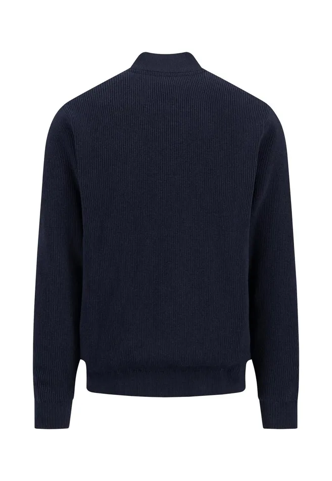 FYNCHHATTON Parting Jacket Made Of Cotton With A Stand up Collar Navy Men Cardigan