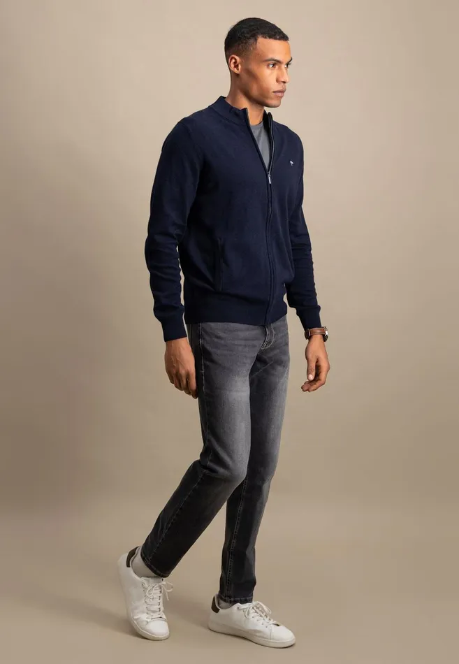 FYNCHHATTON Parting Jacket Made Of Cotton With A Stand up Collar Navynightcharcoalearth Men Cardigan