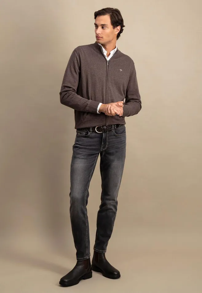 FYNCHHATTON Parting Jacket Made Of Cotton With A Stand up Collar Navynightcharcoalearth Men Cardigan