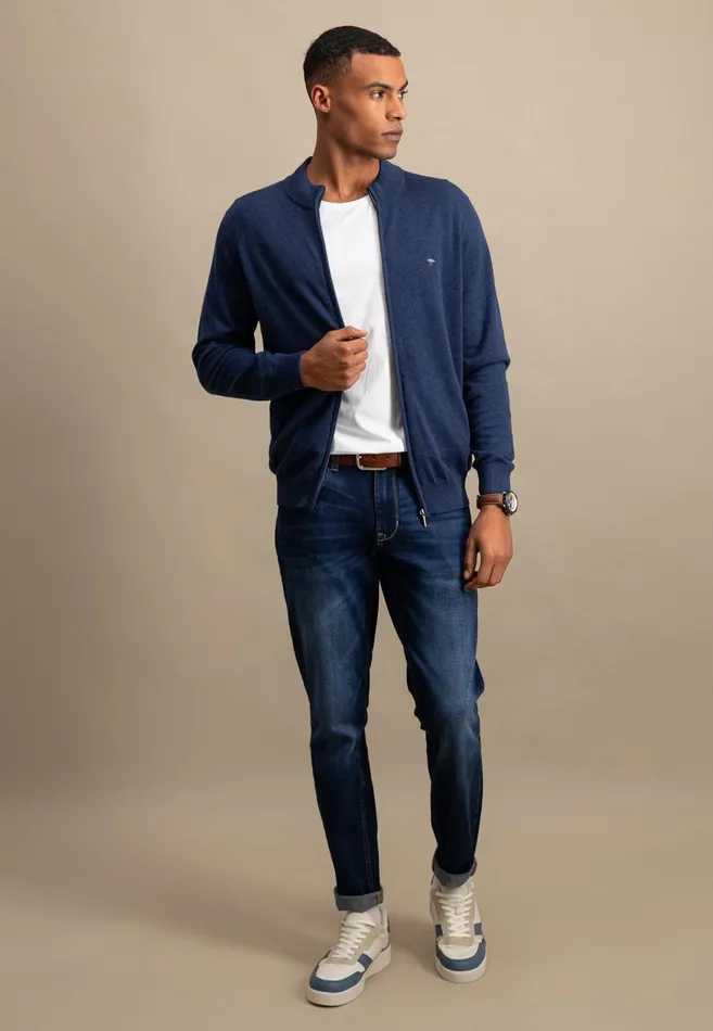FYNCHHATTON Parting Jacket Made Of Cotton With A Stand up Collar Navynightcharcoalearth Men Cardigan