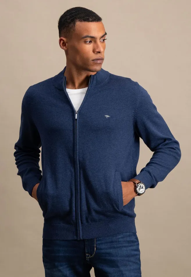 FYNCHHATTON Parting Jacket Made Of Cotton With A Stand up Collar Navynightcharcoalearth Men Cardigan