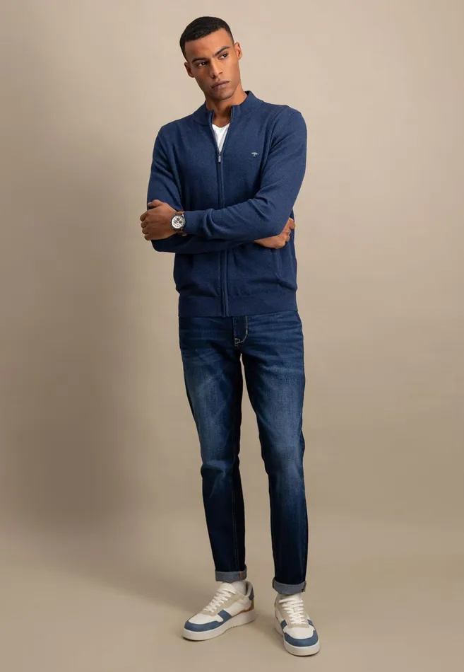 FYNCHHATTON Parting Jacket Made Of Cotton With A Stand up Collar Navynightcharcoalearth Men Cardigan