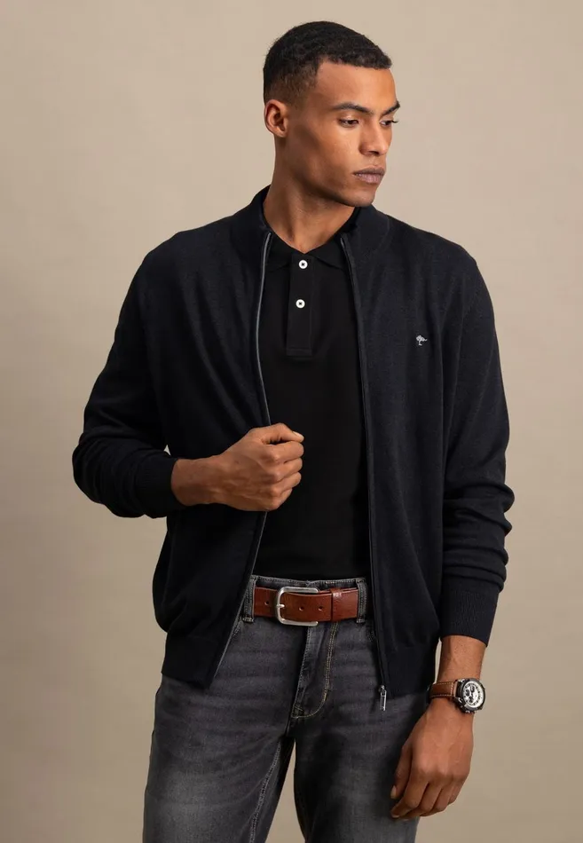 FYNCHHATTON Parting Jacket Made Of Cotton With A Stand up Collar Navynightcharcoalearth Men Cardigan