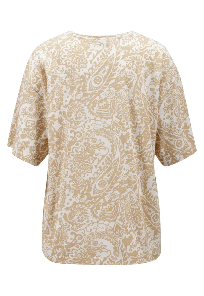 FYNCHHATTON Patterned Modal Blend Tshirt Sahara Sand Women Tshirts FYNCHHATTON Patterned Modal Blend Tshirt Sahara Sand Women Tshirts