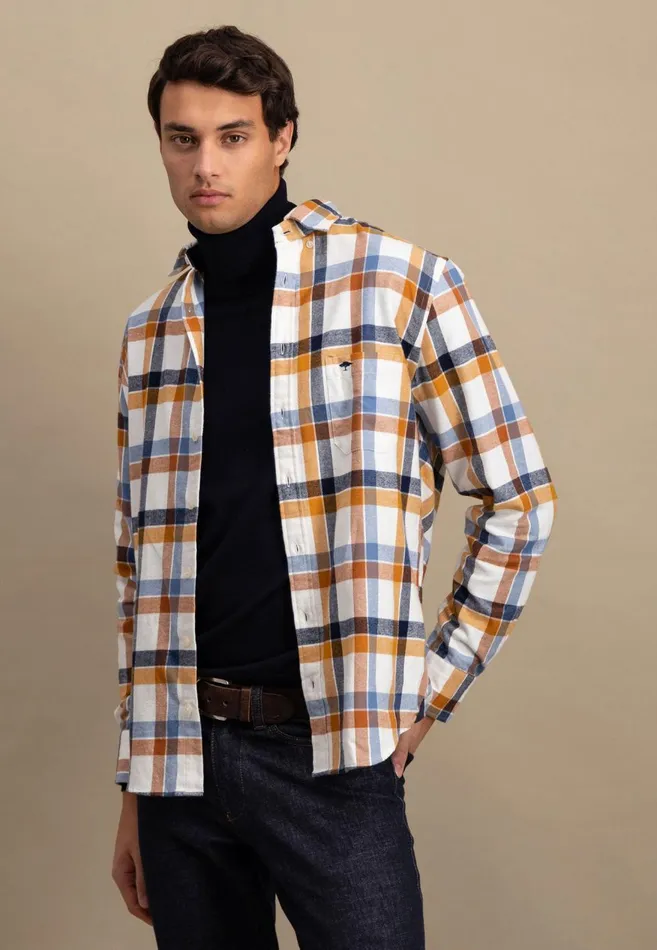 FYNCHHATTON Shirt Made Of Flannel With A Styles New Dijonnavycloud Blue Men Shirts FYNCHHATTON Shirt Made Of Flannel With A Styles New Dijonnavycloud Blue Men Shirts
