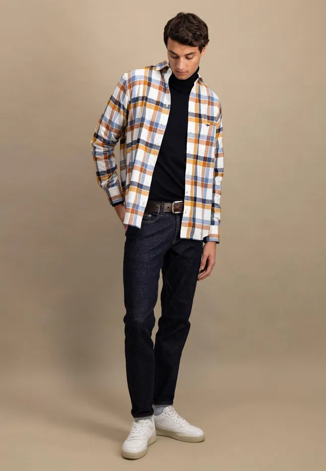 FYNCHHATTON Shirt Made Of Flannel With A Styles New Dijonnavycloud Blue Men Shirts