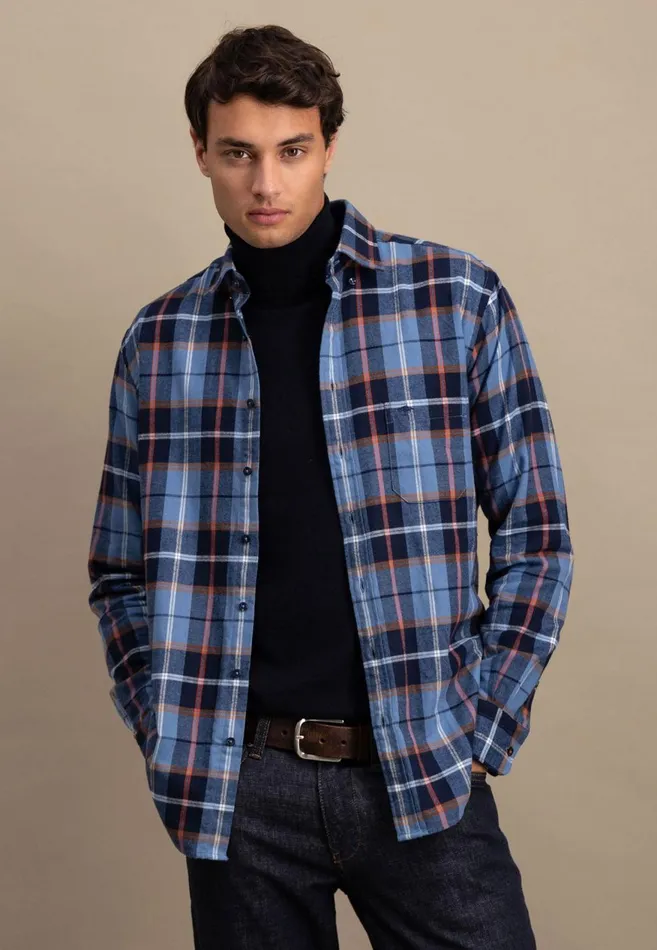 FYNCHHATTON Shirt Made Of Flannel With A Styles New Dijonnavycloud Blue Men Shirts