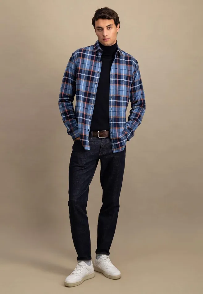 FYNCHHATTON Shirt Made Of Flannel With A Styles New Dijonnavycloud Blue Men Shirts
