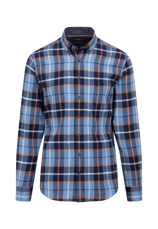 FYNCHHATTON Shirt Made Of Flannel With A Styles New Dijonnavycloud Blue Men Shirts