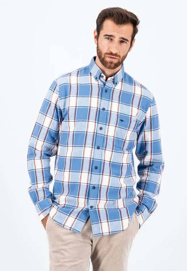 FYNCHHATTON Shirt Made Of Flannel With A Styles New Dijonnavycloud Blue Men Shirts