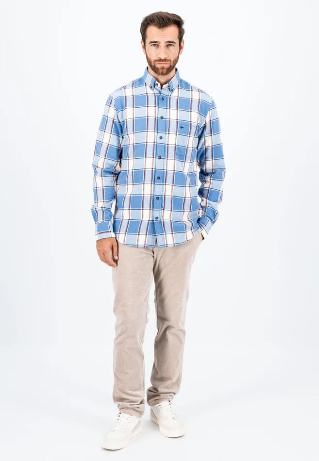 FYNCHHATTON Shirt Made Of Flannel With A Styles New Dijonnavycloud Blue Men Shirts