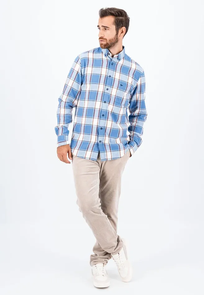 FYNCHHATTON Shirt Made Of Flannel With A Styles New Dijonnavycloud Blue Men Shirts