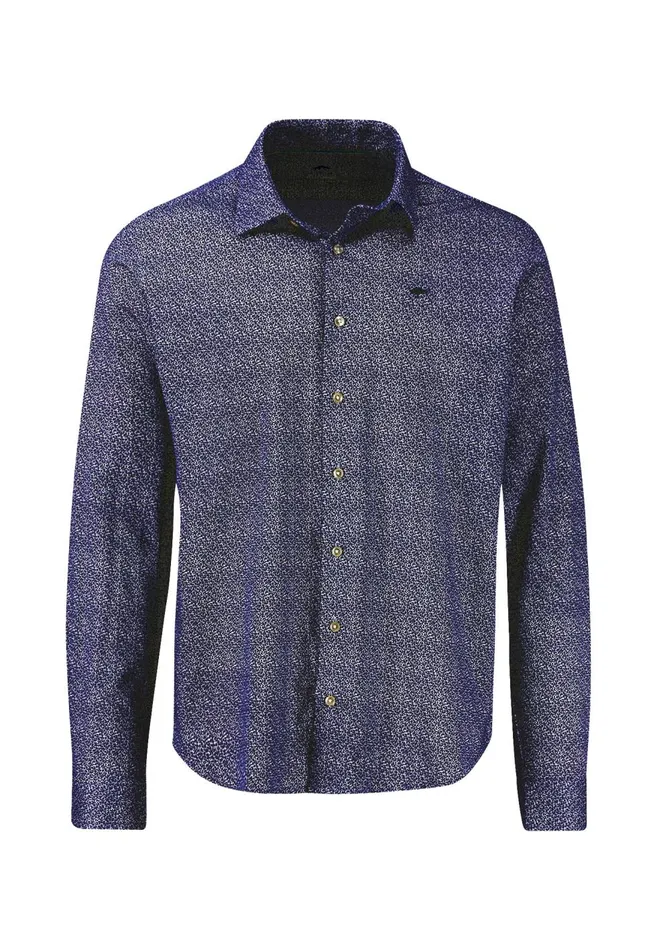 FYNCHHATTON Shirt With A Kent Collar And All overprint photo Is Missing Navywhite Men Shirts FYNCHHATTON Shirt With A Kent Collar And All overprint photo Is Missing Navywhite Men Shirts