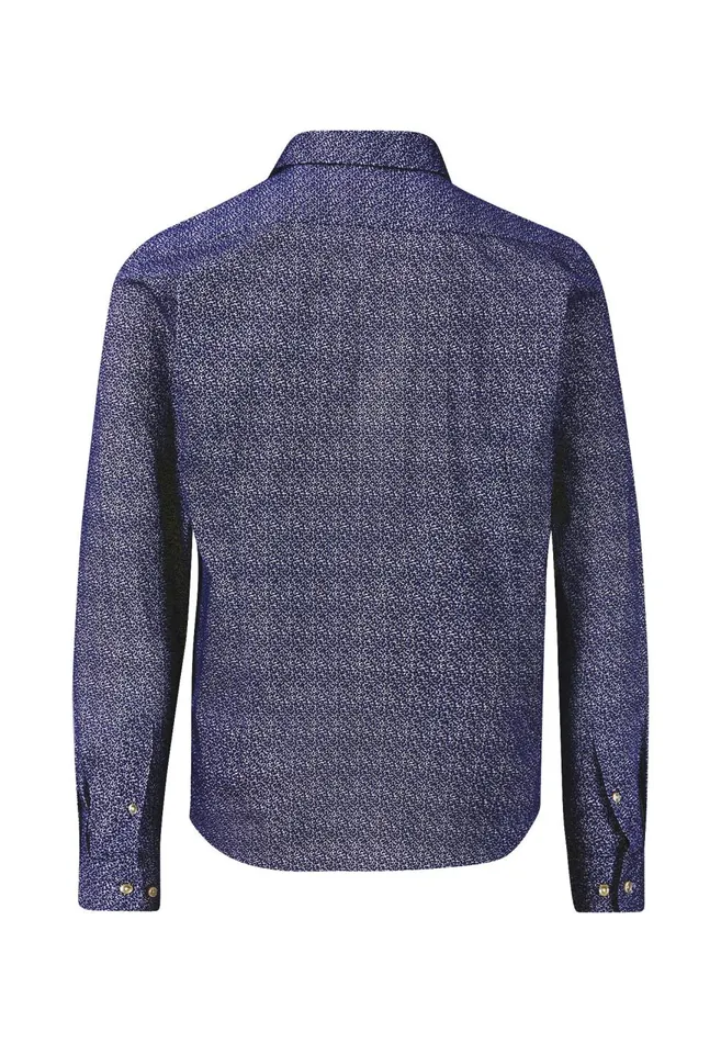 FYNCHHATTON Shirt With A Kent Collar And All overprint photo Is Missing Navywhite Men Shirts