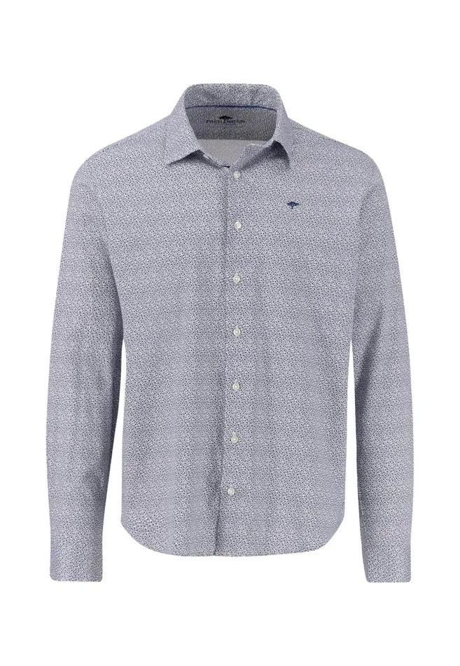 FYNCHHATTON Shirt With A Kent Collar And All overprint photo Is Missing Navywhite Men Shirts