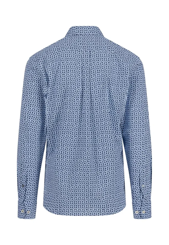 FYNCHHATTON Shirt With Buttondown Collar And Point Print Navysummer Breezewhite Men Shirts