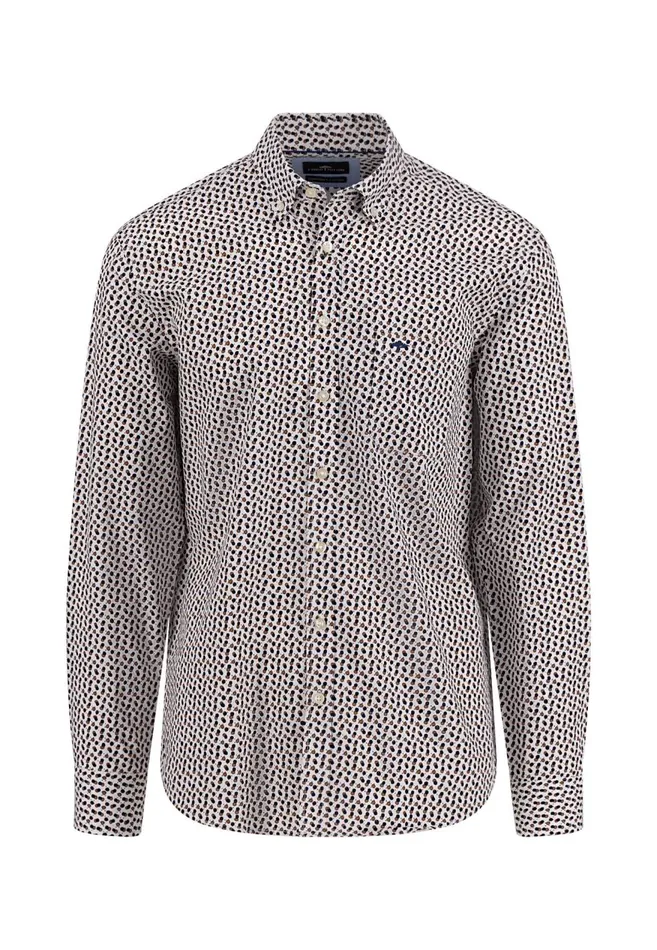 FYNCHHATTON Shirt With Buttondown Collar And Point Print Navysummer Breezewhite Men Shirts