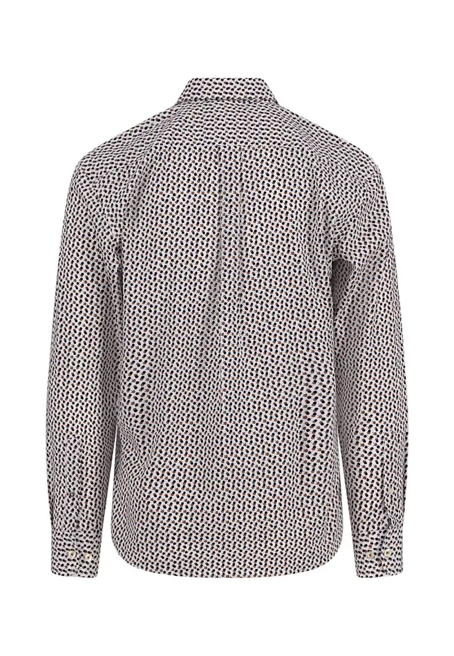 FYNCHHATTON Shirt With Buttondown Collar And Point Print Navysummer Breezewhite Men Shirts