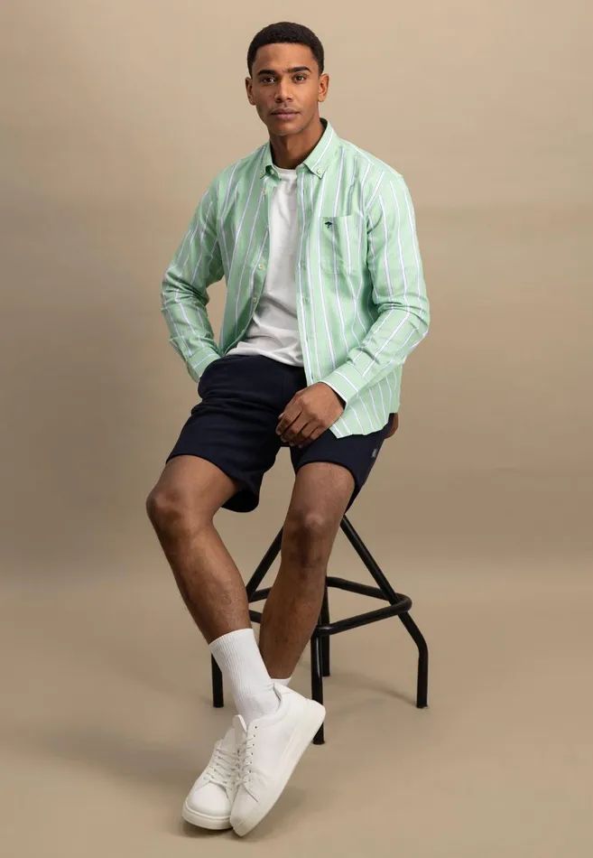 FYNCHHATTON Shirt With Buttondown Collar And Stripes Summer Breezeturf Green Men Shirts