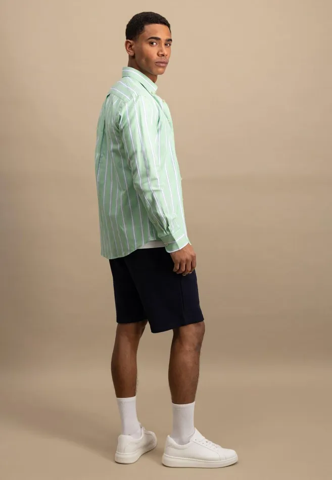 FYNCHHATTON Shirt With Buttondown Collar And Stripes Summer Breezeturf Green Men Shirts