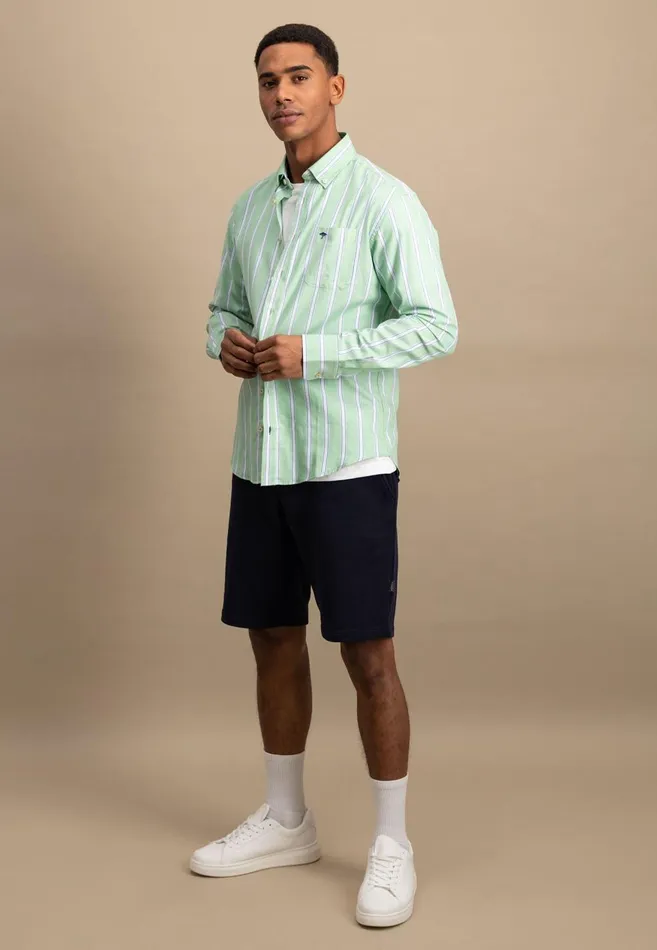 FYNCHHATTON Shirt With Buttondown Collar And Stripes Summer Breezeturf Green Men Shirts